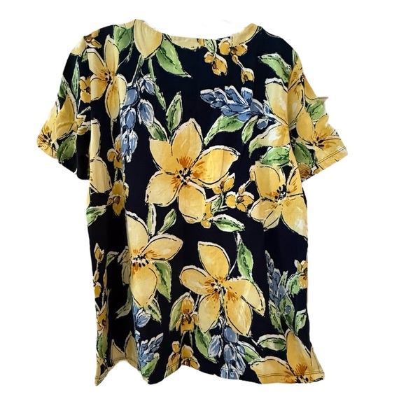 Alfred Dunner Yellow and Blue Fitted Blouse - Picture 3 of 4
